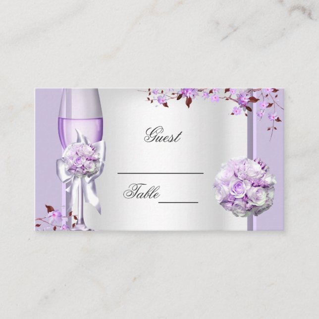 Carte De Placement Mariage Nom Place Lavande Violet Lilas 4 (Devant)