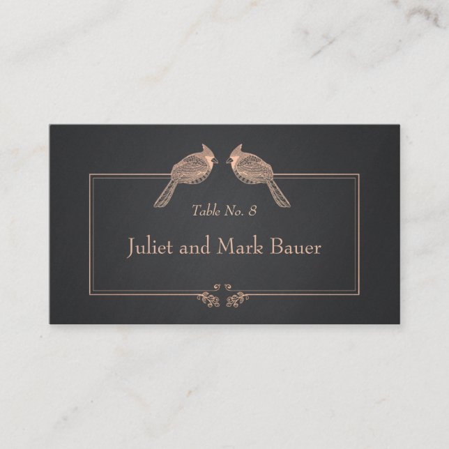 Carte De Placement Mariage Numéro de tableau Oiseaux Tableau noir (Devant)