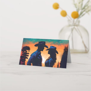 Carte De Placement Mariage occidental de style cow-boy moderne et de