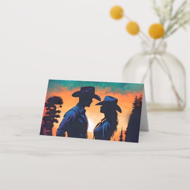 Carte De Placement Mariage occidental de style cow-boy moderne et de  (Dos)