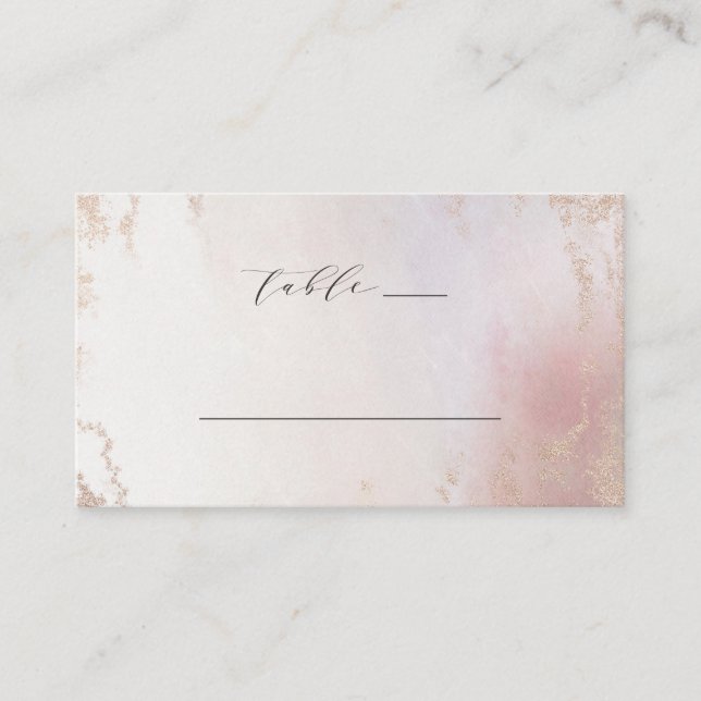 Carte De Placement Mariage Ombre Blush Pink Frosted Foil Numéro de ta (Devant)