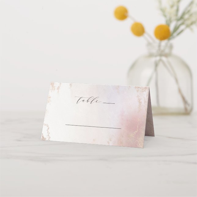 Carte De Placement Mariage Ombre Blush Pink Frosted Foil Numéro de ta (Devant)