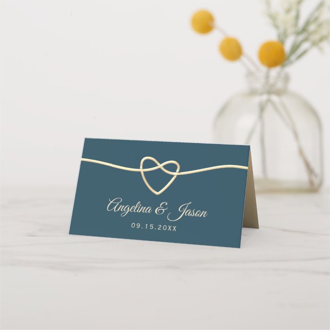 Carte De Placement Mariage or et bleu (Dos)