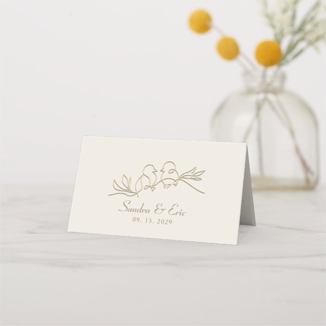 Carte De Placement Mariage Or Romantique (Dos)