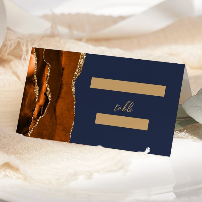 Carte De Placement Mariage Or Vert Foncé Agate Or Brûlé (Créateur téléchargé)