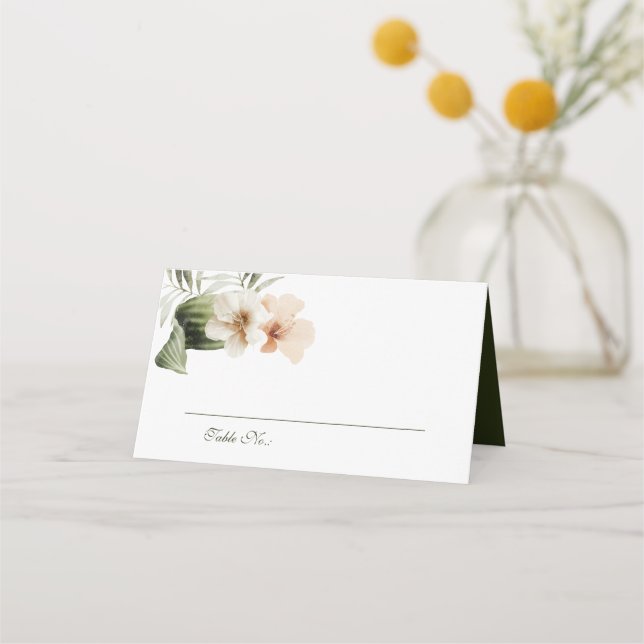 Carte De Placement Mariage pastel hibiscus boho tropical (Devant)