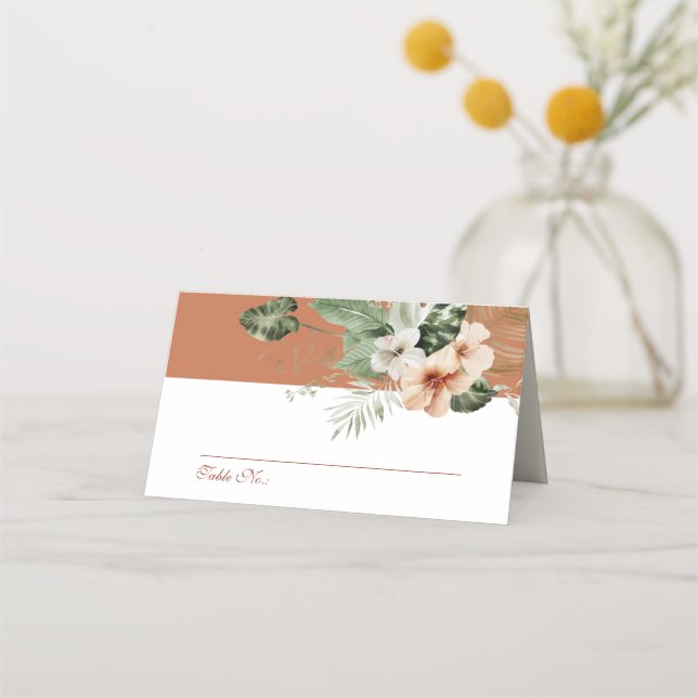 Carte De Placement Mariage pastel hibiscus boho tropical (Devant)