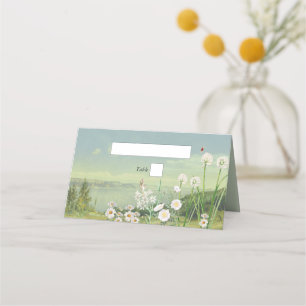 Carte De Placement Mariage Paysage de montagne Fleur sauvage aquarell