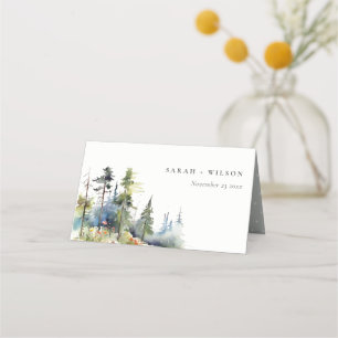 Carte De Placement Mariage paysager Chic Watercolor Pine Forest