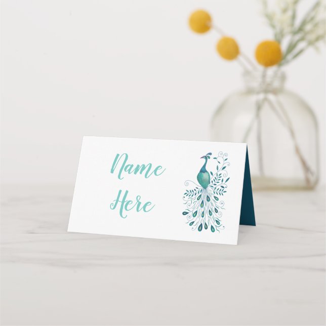 Carte De Placement Mariage Peacock Nom du lieu (Devant)