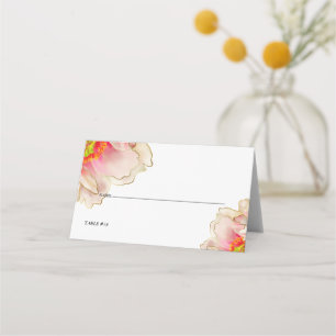 Carte De Placement Mariage Peony Rose de corail exotique