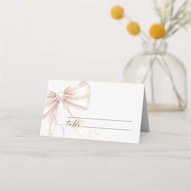 Carte De Placement Mariage Perle et Ruban  (Devant)