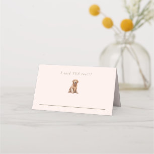 Carte De Placement Mariage personnalisé de chien avec rose et or