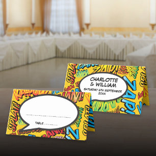 Carte De Placement Mariage personnalisé Pop Art Bande dessinée Rétro