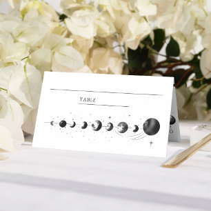 Carte De Placement Mariage Phases de la Lune du croissant noir célest