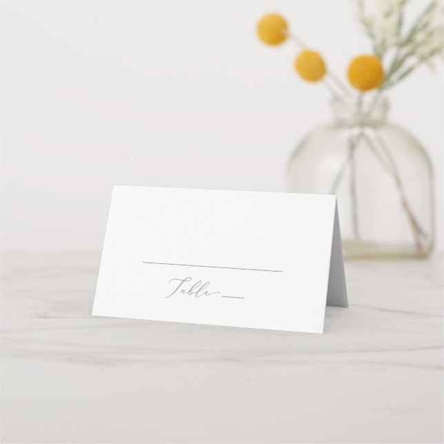 Carte De Placement Mariage plié de monogramme argenté délicat (Devant)