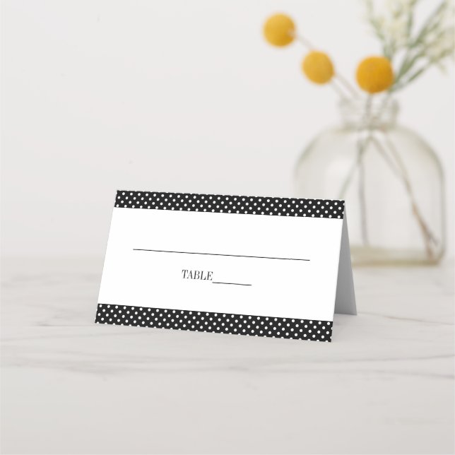 Carte De Placement Mariage pois noir et blanc joyeux (Dos)