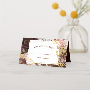 Carte De Placement Mariage poussiéreux rose Bourgogne Or