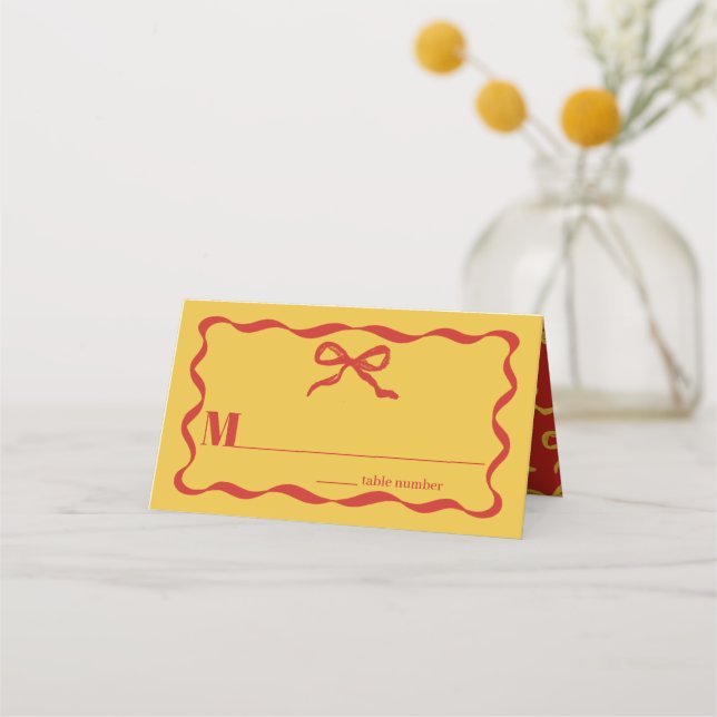 Carte De Placement Mariage rétro Coquette Bow (Devant)