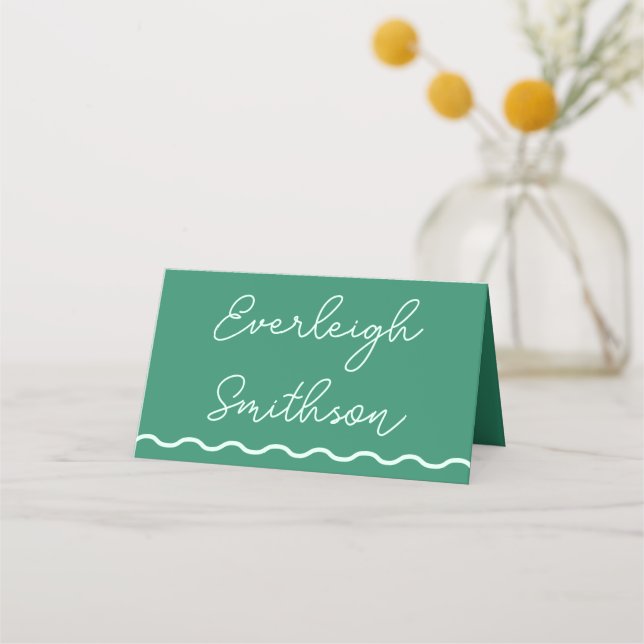 Carte De Placement Mariage rétro Mint Wavy (Devant)