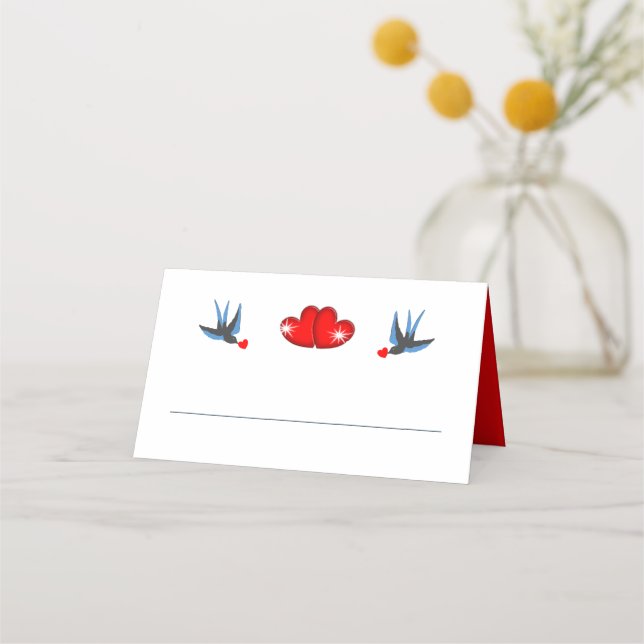 Carte De Placement Mariage Retro Rockabilly Hearts (Devant)