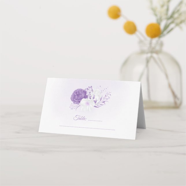 Carte De Placement mariage romantique blanc & violet (Devant)
