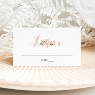 Carte De Placement Mariage romantique rose poudré or floral amour