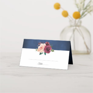 Carte De Placement Mariage Rose bleu flou bleu marine rose bordeaux