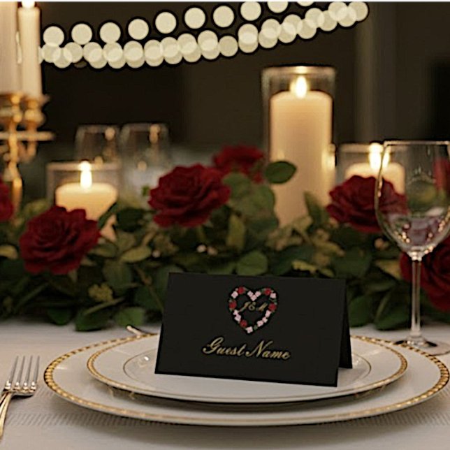 Carte De Placement mariage rose et noir (Créateur téléchargé)