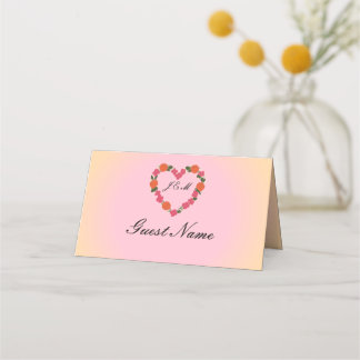 Carte de placement mariage rose et orange pliée
