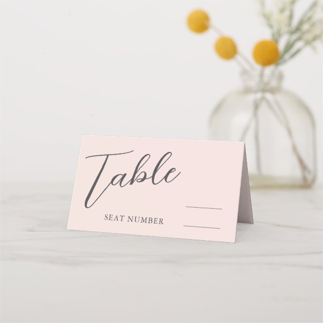 Carte De Placement Mariage rose romantique (Devant)