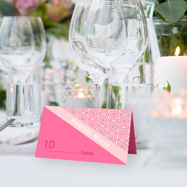 Carte De Placement Mariage rouge  rouge géométrique Rose (Créateur téléchargé)