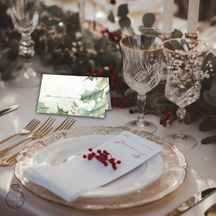 Carte De Placement Mariage Rustic Winter Holly et Berries