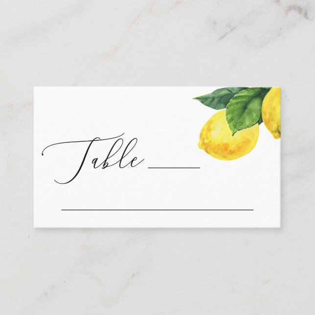 Carte De Placement Mariage Rustique au Citron | Jardin Botanique de C (Devant)