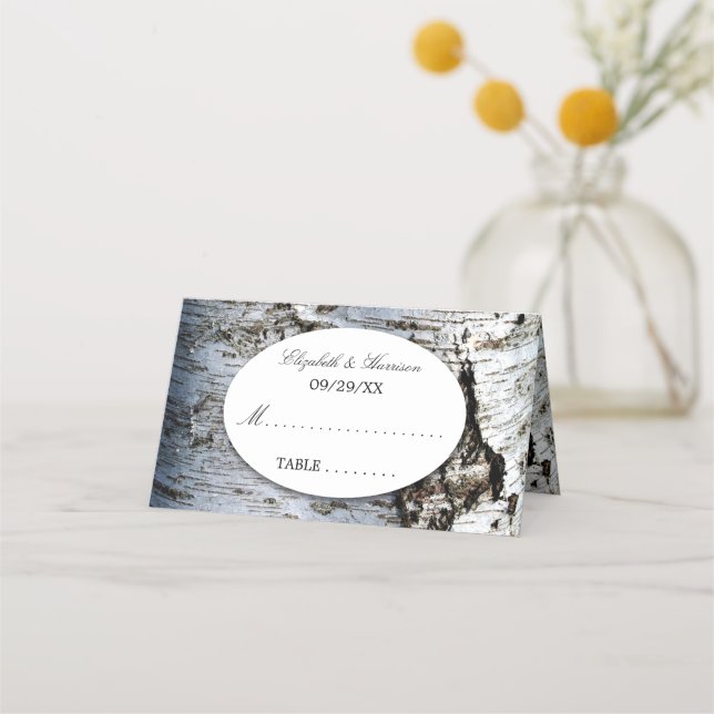 Carte De Placement Mariage rustique de Birch Tree (Devant)