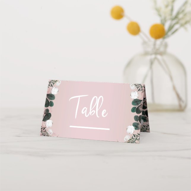 Carte De Placement Mariage rustique floral en coton taupe blush (Devant)