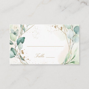 Carte De Placement Mariage rustique géométrique doré avec verdure d'e