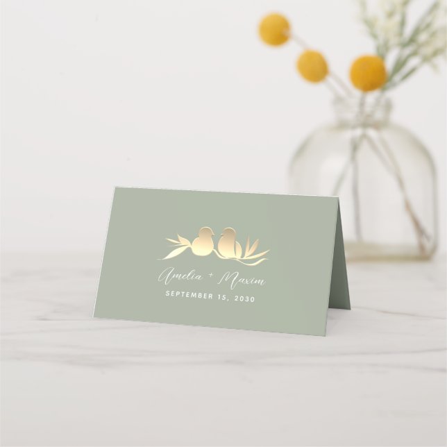 Carte De Placement Mariage Sage Green et Gold (Dos)