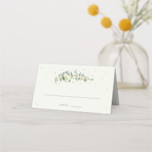 Carte De Placement Mariage Seafoam Green/Crème Snowberry+Eucalyptus