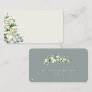 Carte De Placement Mariage Seafoam Green/Crème Snowberry+Eucalyptus