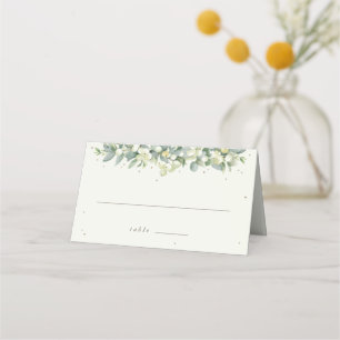 Carte De Placement Mariage Seafoam Green/Crème Snowberry+Eucalyptus