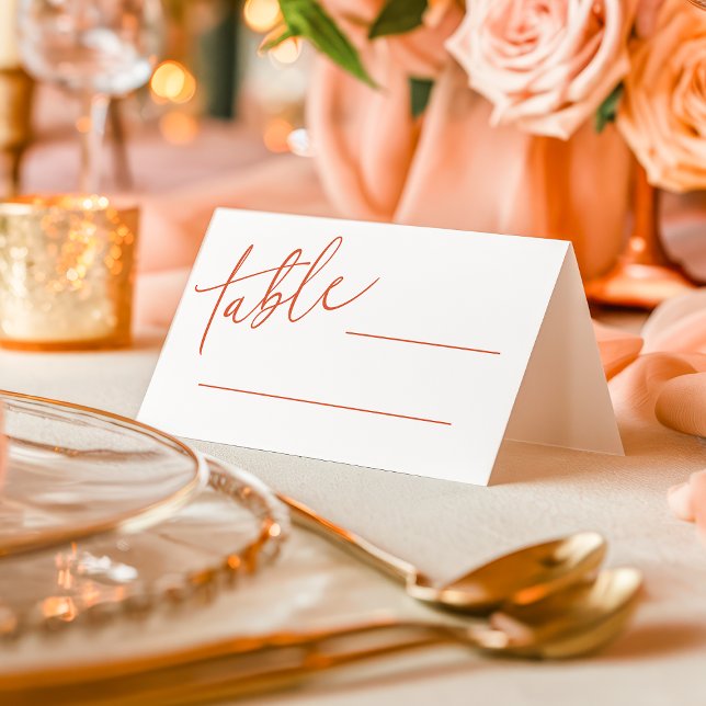 Carte De Placement Mariage simple calligraphie Orange Sunset Vérone  (Créateur téléchargé)