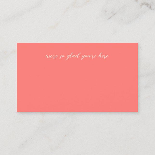 Carte De Placement Mariage Simple Corail Vibrant Moderne (Devant)