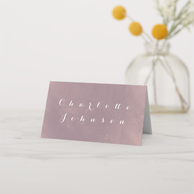 Carte De Placement Mariage Simple Dusty Nom du Rose Repas Choix (Devant)