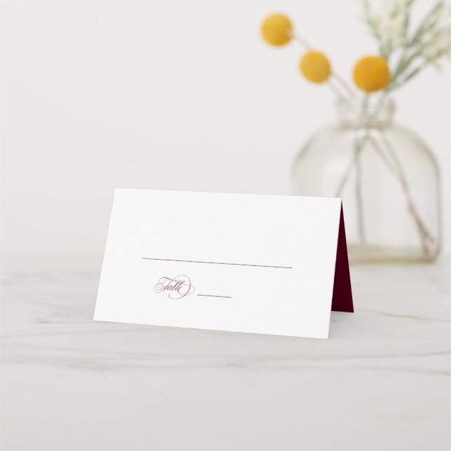 Carte De Placement Mariage Simple Élégant au Marsala Bourgogne (Devant)