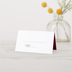 Carte De Placement Mariage Simple Élégant au Marsala Bourgogne