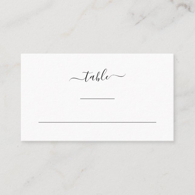 Carte De Placement Mariage Simple Élégant Moderne Noir et Blanc (Devant)