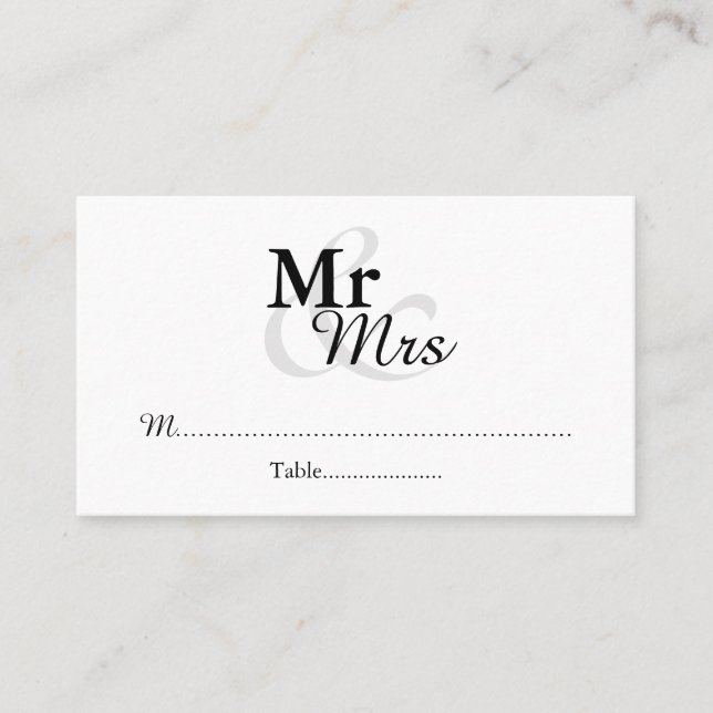 Carte De Placement Mariage simple et élégant de M&Mme (Devant)