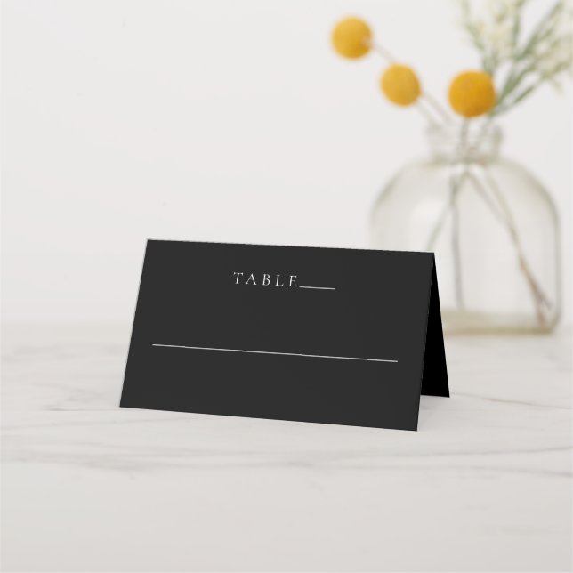 Carte De Placement Mariage Simple Noir Classique (Devant)