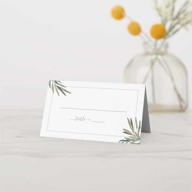 Carte De Placement Mariage simple rustique d'herbe d'aquarelle (Devant)